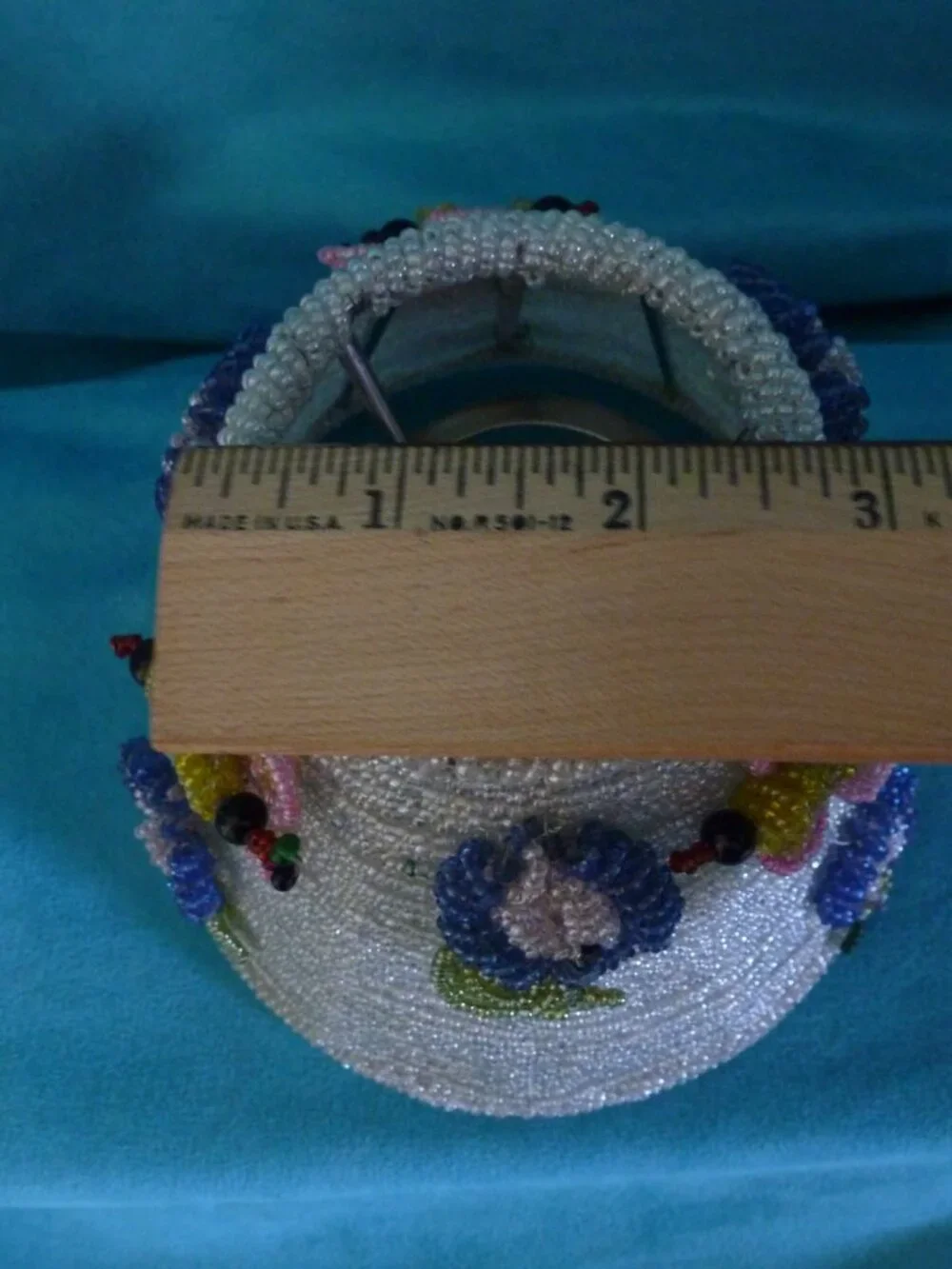 Vintage Seed Beaded 3D Floral Lamp Shade handmade wire metal Ornate